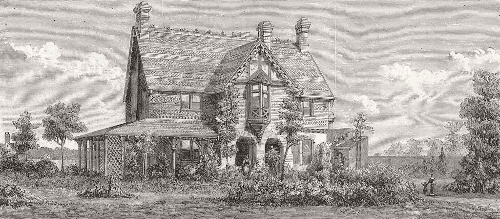 WARCS. Cottage recovering, home, Quinton, Birmingham 1875 old antique print